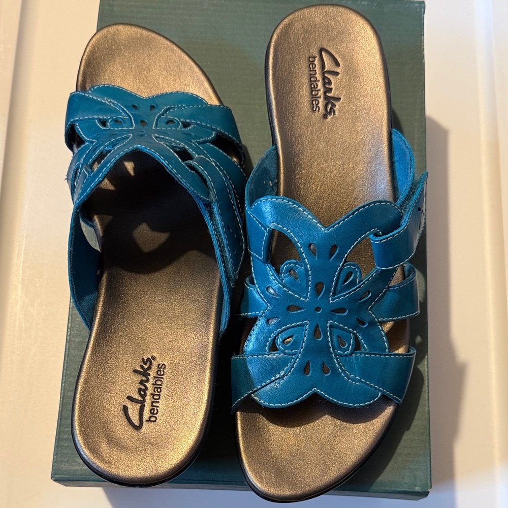 Clarks Women's Ella Art Turquoise Sandals